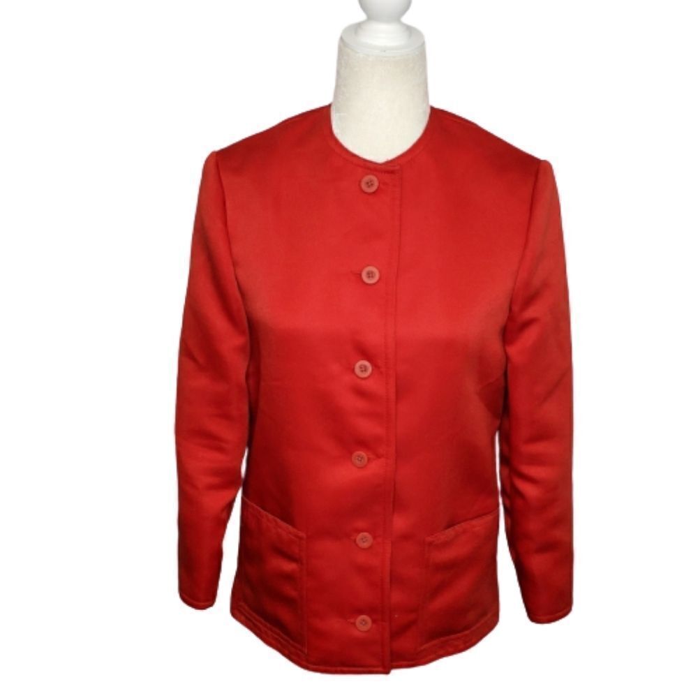 VINTAGE 70s coat OSCAR DE LA RENTA red button up red blazer S